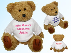 Klicken Sie hier, um in unseren eBay Shop zu gelangen. Teddybär mit Aufdruck