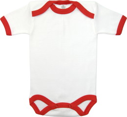 Baby Bodysuit short, Baby Body - White / Red