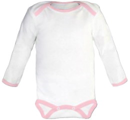 Baby Bodysuit long, Baby Body - White / Pink