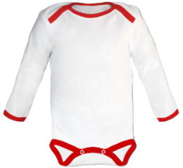 Baby Bodysuit long, Baby Body - White / Red
