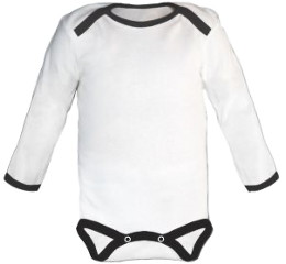 Baby Bodysuit long, Baby Body - White / Black